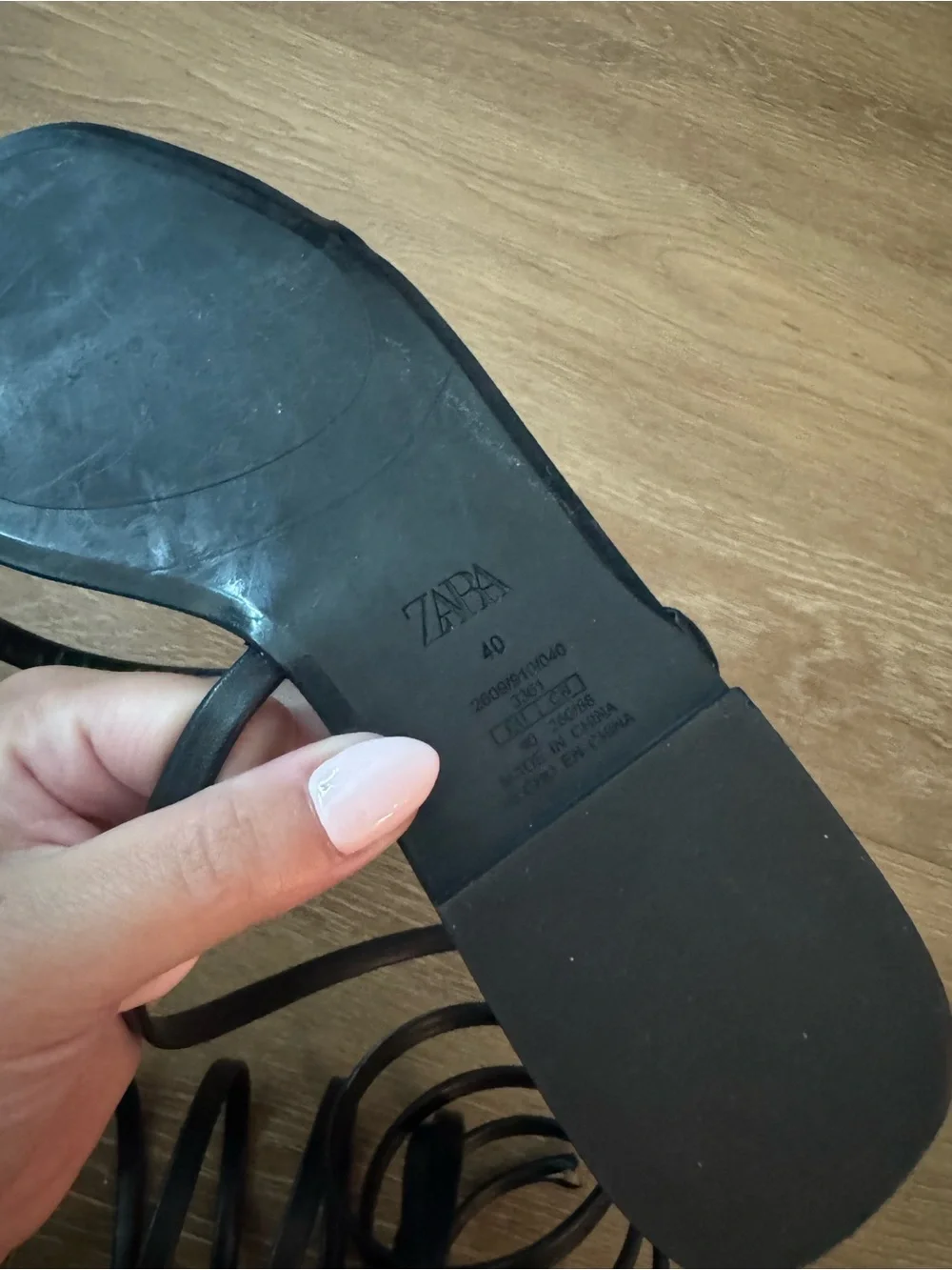 Zara Black Spiral Lace-Up Square-Toe Flat Sandals